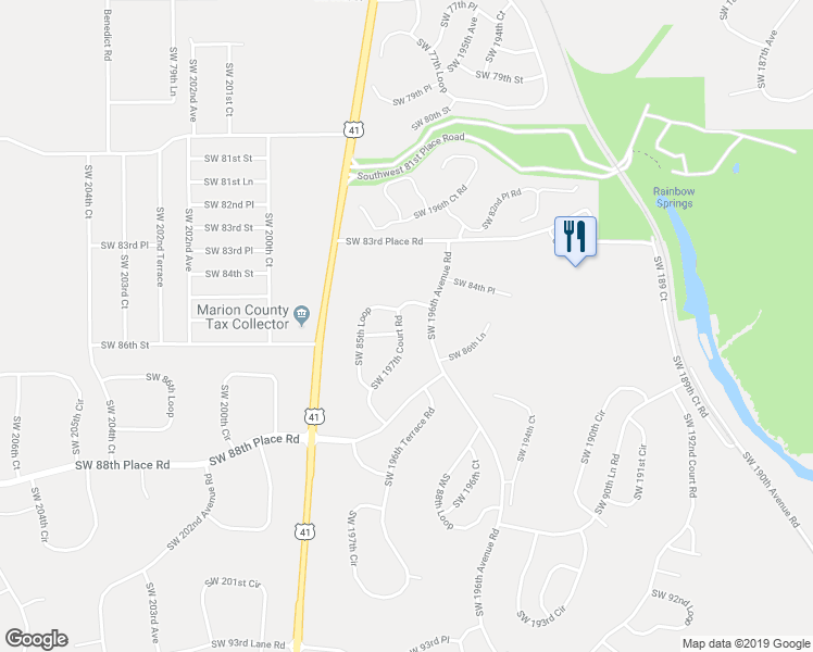 map of restaurants, bars, coffee shops, grocery stores, and more near 8551 Southwest 197th Court Road in Dunnellon