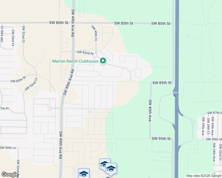 map of restaurants, bars, coffee shops, grocery stores, and more near 4390 Southwest 80th Street in Ocala