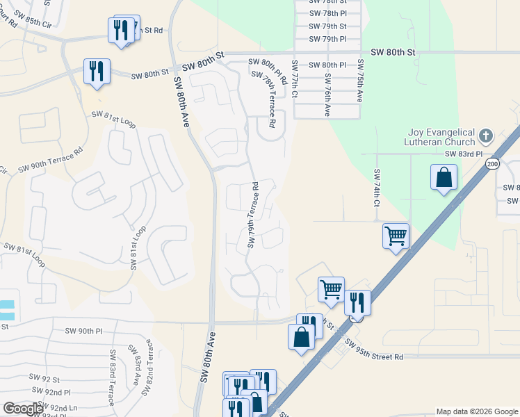 map of restaurants, bars, coffee shops, grocery stores, and more near 7891 South West 87th Loop in Ocala