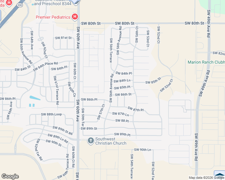 map of restaurants, bars, coffee shops, grocery stores, and more near 5665 Southwest 85th Place in Ocala
