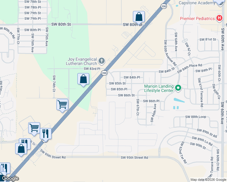 map of restaurants, bars, coffee shops, grocery stores, and more near 6964 Southwest 85th Place in Ocala