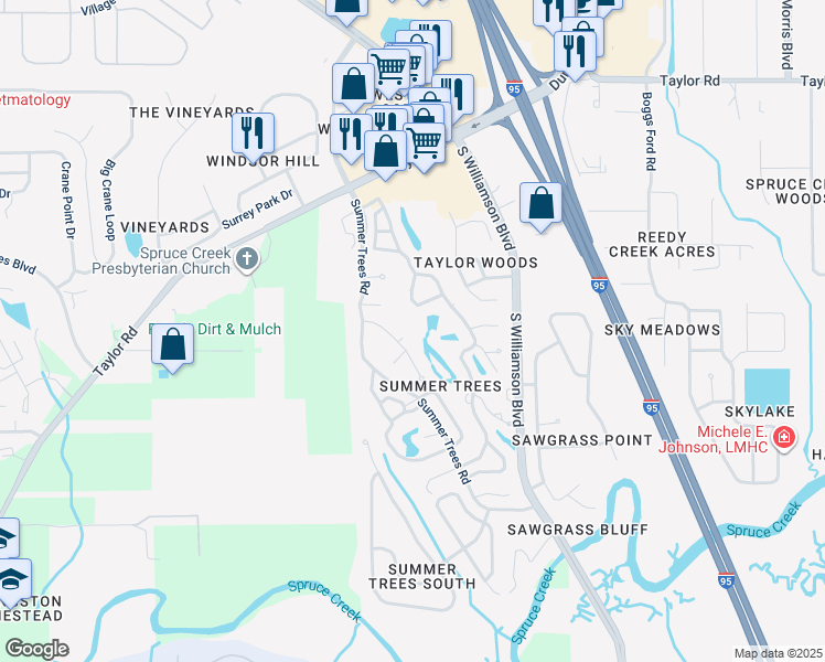 map of restaurants, bars, coffee shops, grocery stores, and more near 59 Cypress Pond Rd in Port Orange