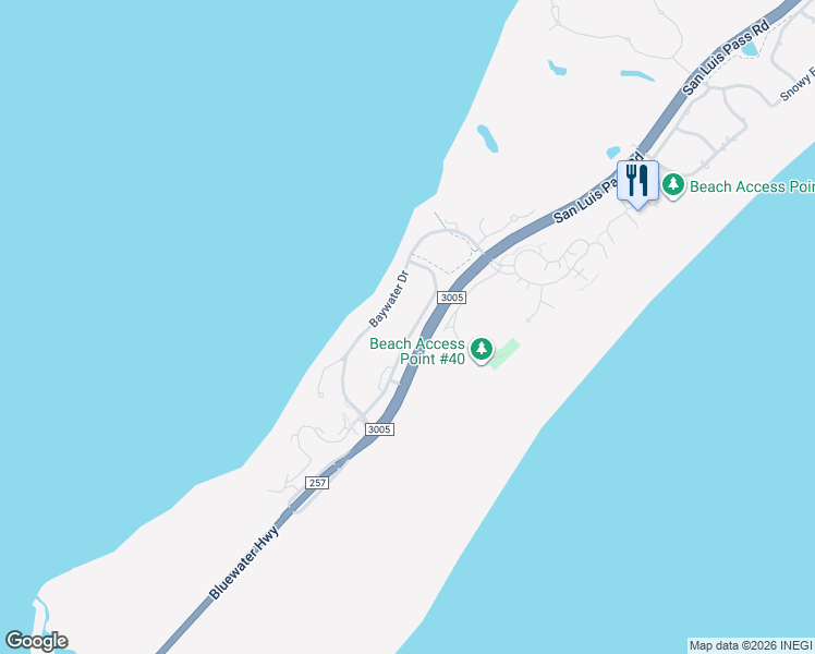 map of restaurants, bars, coffee shops, grocery stores, and more near 26746 Estuary Drive in Galveston