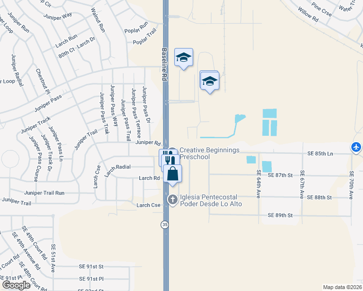 map of restaurants, bars, coffee shops, grocery stores, and more near 5991 Southeast 85th Lane in Ocala