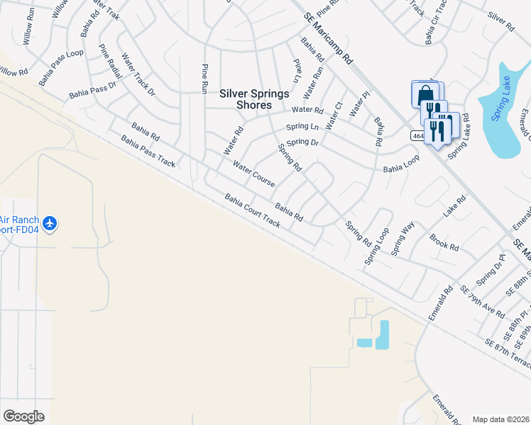 map of restaurants, bars, coffee shops, grocery stores, and more near 39 Bahia Court Track in Ocala
