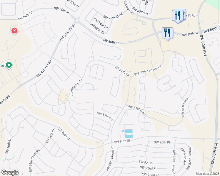 map of restaurants, bars, coffee shops, grocery stores, and more near 8916 Southwest 85th Loop in Ocala