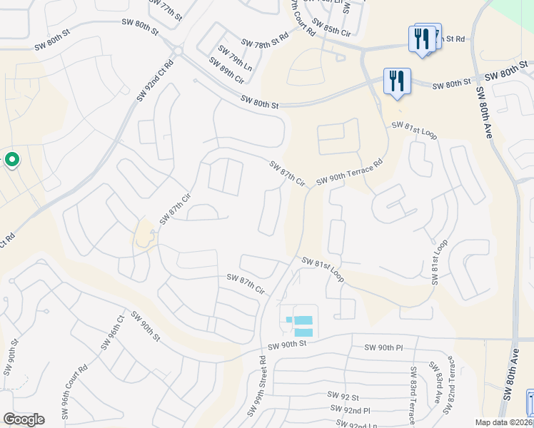 map of restaurants, bars, coffee shops, grocery stores, and more near 8916 Southwest 85th Loop in Ocala