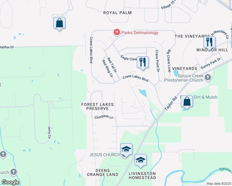 map of restaurants, bars, coffee shops, grocery stores, and more near 5405 Ward Lake Drive in Port Orange