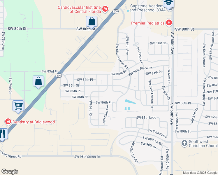 map of restaurants, bars, coffee shops, grocery stores, and more near 6620 Southwest 85th Place in Ocala