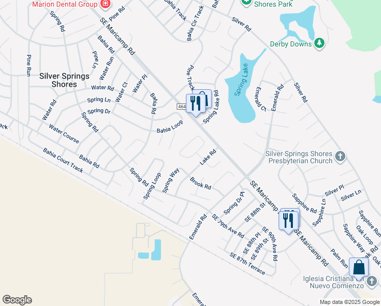 map of restaurants, bars, coffee shops, grocery stores, and more near 46 Lake Court Loop in Ocala