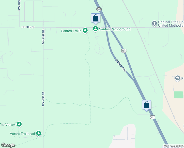 map of restaurants, bars, coffee shops, grocery stores, and more near Florida Trail in Ocala