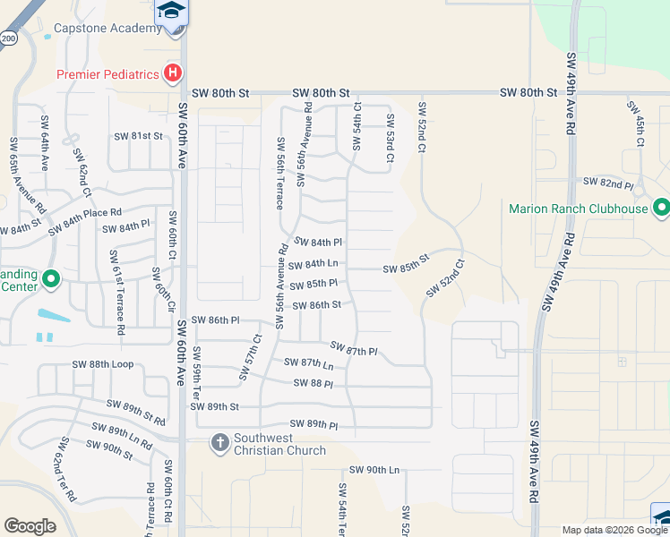 map of restaurants, bars, coffee shops, grocery stores, and more near 5550 Southwest 85th Place in Ocala