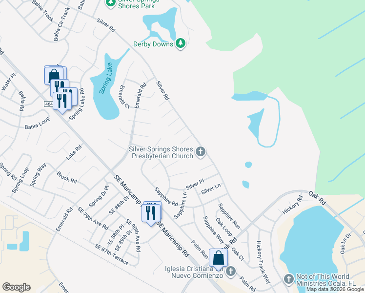 map of restaurants, bars, coffee shops, grocery stores, and more near 6 Clear Place in Ocala