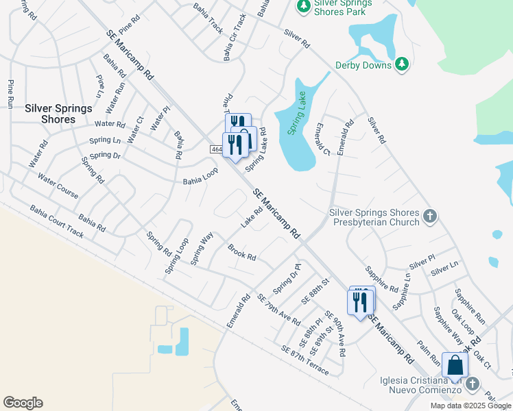 map of restaurants, bars, coffee shops, grocery stores, and more near 496 Lake Road in Ocala