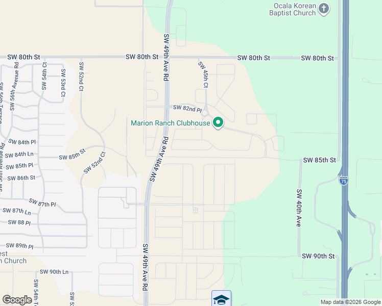 map of restaurants, bars, coffee shops, grocery stores, and more near 4390 Southwest 80th Street in Ocala
