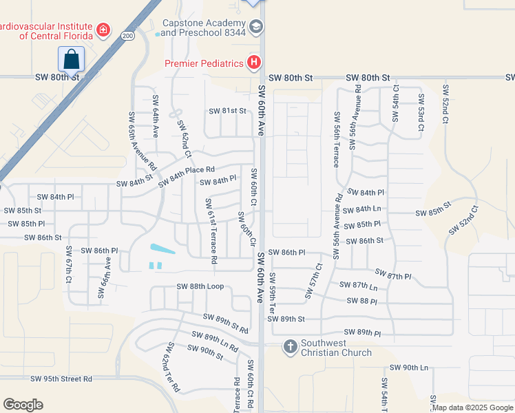 map of restaurants, bars, coffee shops, grocery stores, and more near 8477 Southwest 60th Circle in Ocala