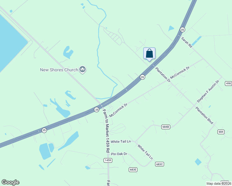 map of restaurants, bars, coffee shops, grocery stores, and more near 19280 Texas 35 in Sweeny