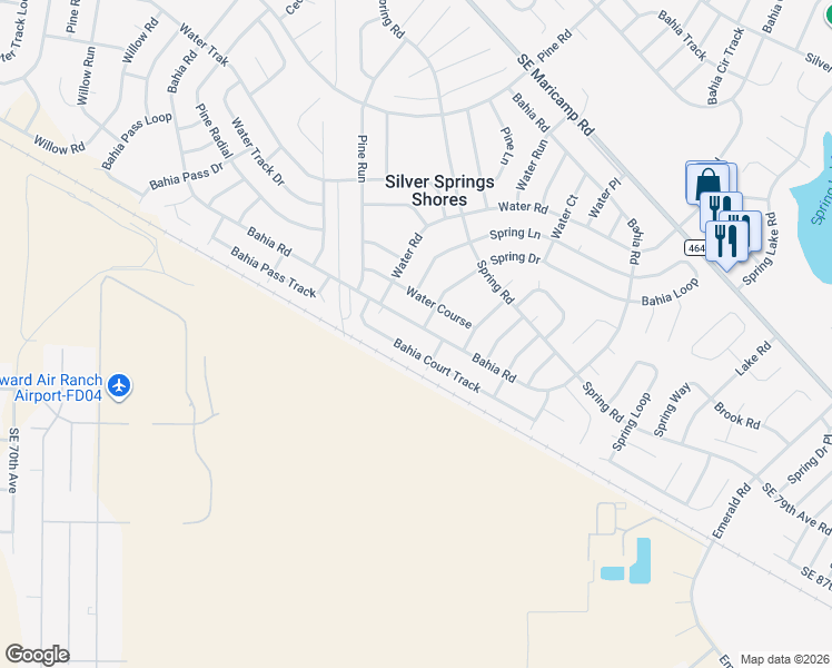 map of restaurants, bars, coffee shops, grocery stores, and more near 9546 Bahia Road in Ocala