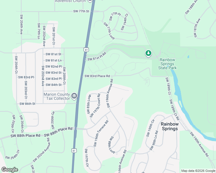 map of restaurants, bars, coffee shops, grocery stores, and more near 19597 Southwest 84th Place in Dunnellon
