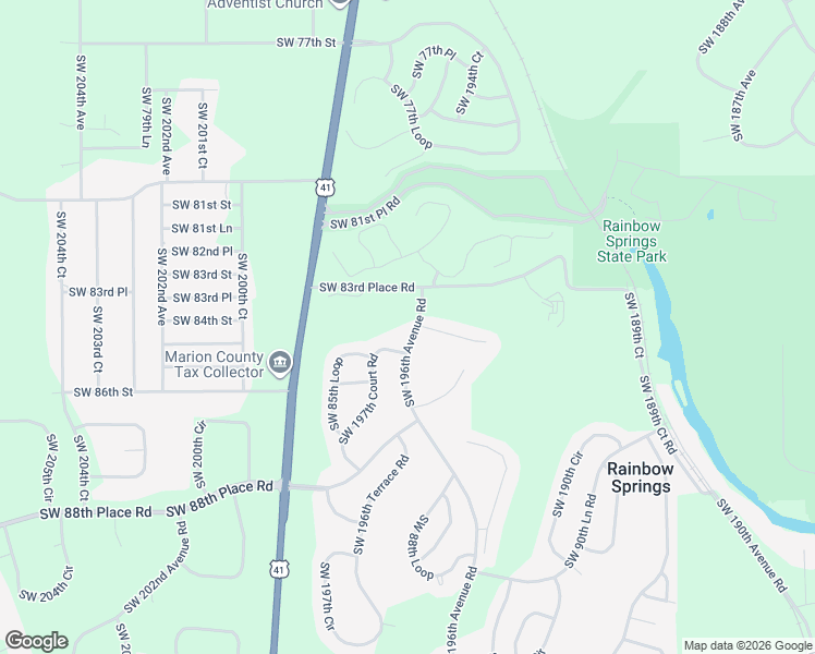 map of restaurants, bars, coffee shops, grocery stores, and more near 19597 Southwest 84th Place in Dunnellon