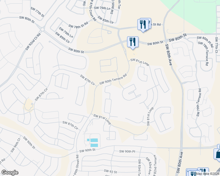 map of restaurants, bars, coffee shops, grocery stores, and more near 8445 Southwest 86th Terrace in Ocala