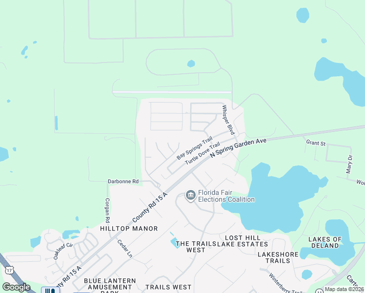 map of restaurants, bars, coffee shops, grocery stores, and more near 3883 Arborvitae Way in DeLand