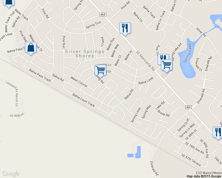 map of restaurants, bars, coffee shops, grocery stores, and more near 1 Spring Loop Lane in Ocala