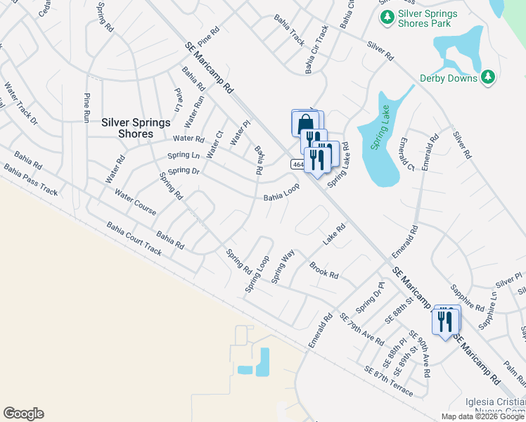 map of restaurants, bars, coffee shops, grocery stores, and more near 8 Bahia Place Loop in Ocala