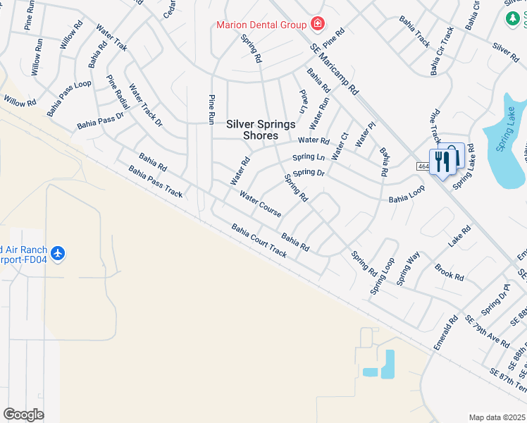 map of restaurants, bars, coffee shops, grocery stores, and more near 26 Water Course in Ocala
