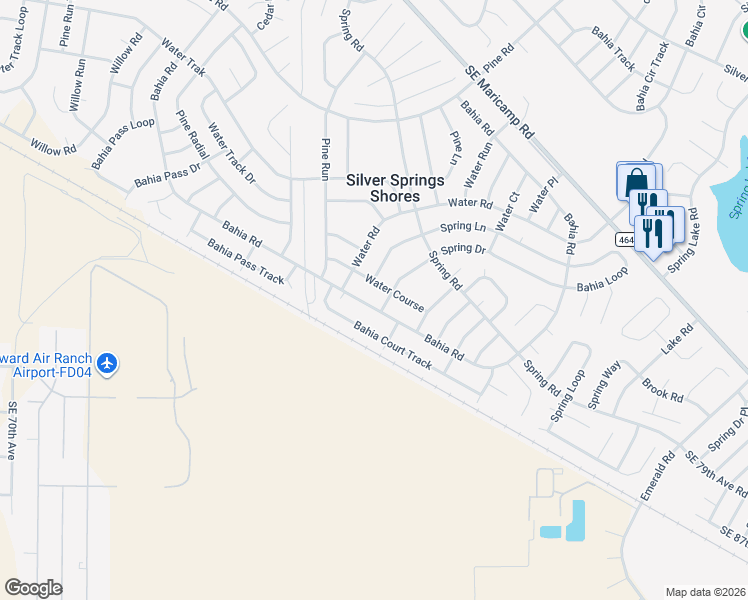 map of restaurants, bars, coffee shops, grocery stores, and more near 9546 Bahia Road in Ocala