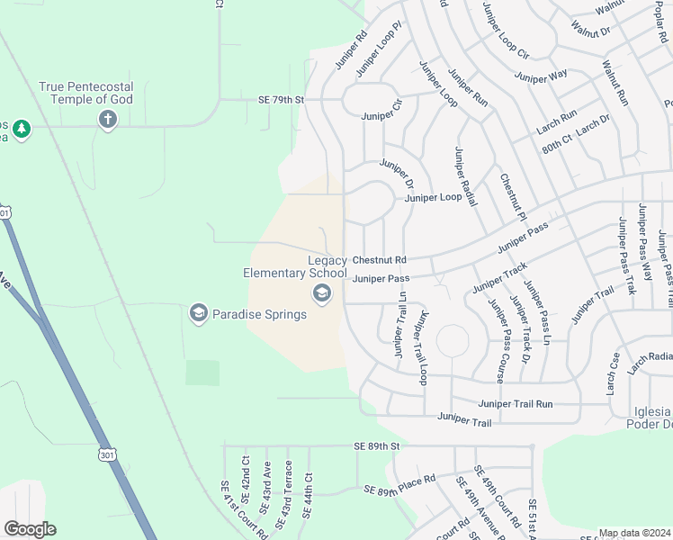 map of restaurants, bars, coffee shops, grocery stores, and more near 8430 Juniper Road in Ocala