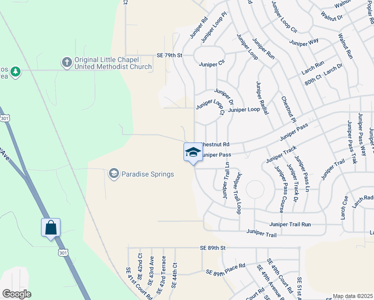 map of restaurants, bars, coffee shops, grocery stores, and more near 8430 Juniper Road in Ocala