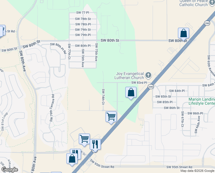 map of restaurants, bars, coffee shops, grocery stores, and more near 8461 Southwest 74th Court in Ocala
