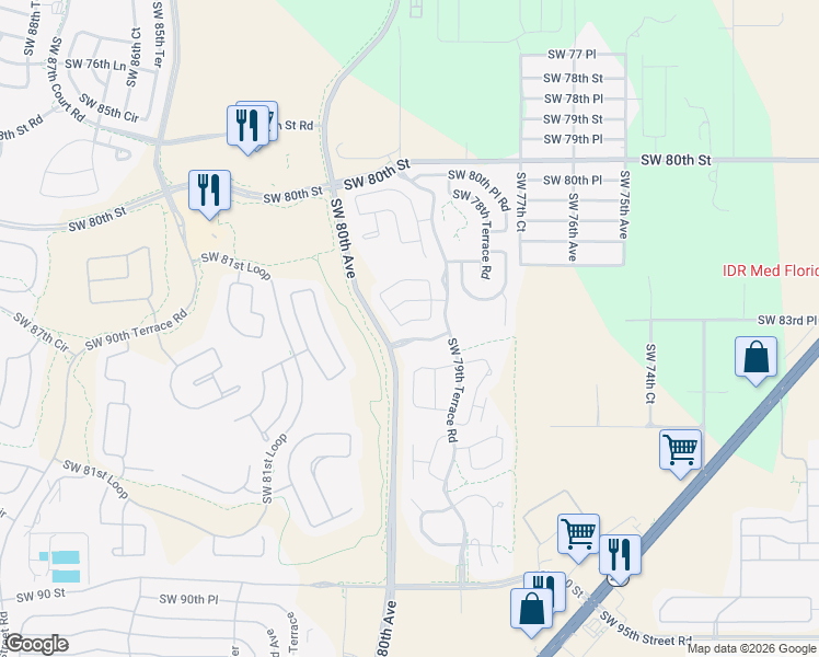 map of restaurants, bars, coffee shops, grocery stores, and more near 8018 South West 83rd Place in Ocala