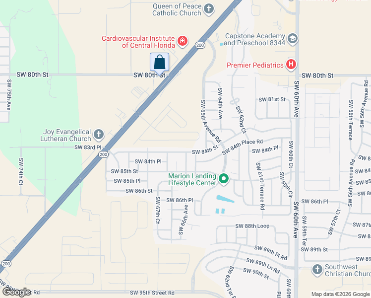 map of restaurants, bars, coffee shops, grocery stores, and more near 6601 Southwest 84th Street in Ocala