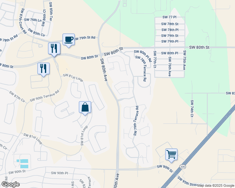 map of restaurants, bars, coffee shops, grocery stores, and more near 8018 South West 83rd Place in Ocala