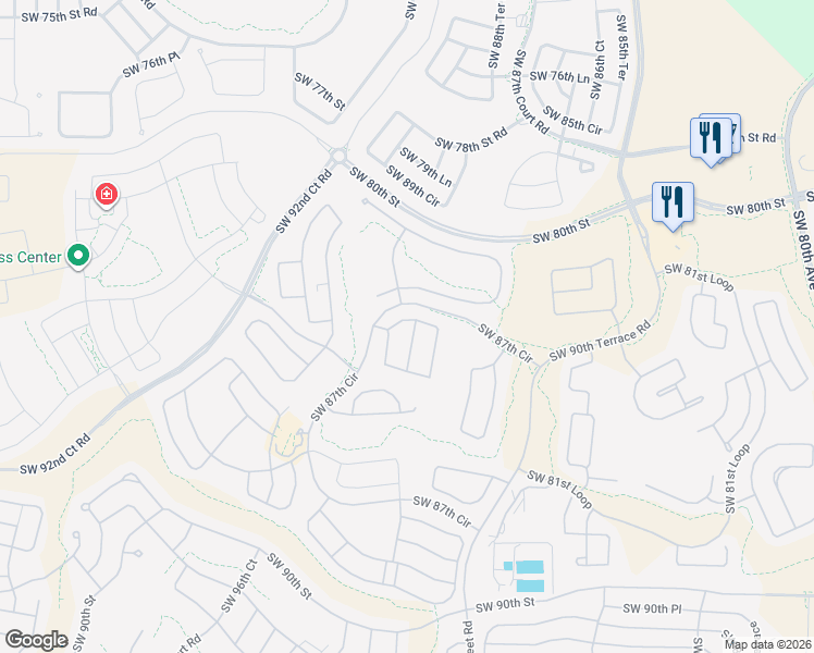 map of restaurants, bars, coffee shops, grocery stores, and more near 8426 Southwest 91st Court in Ocala