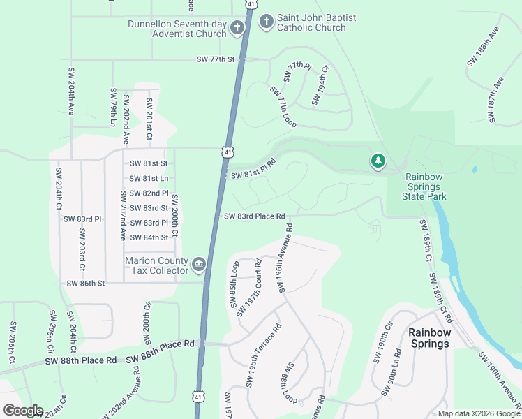 map of restaurants, bars, coffee shops, grocery stores, and more near 8297 Southwest 196th Court Road in Dunnellon