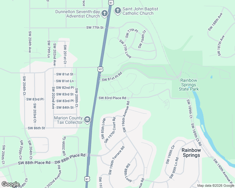 map of restaurants, bars, coffee shops, grocery stores, and more near 8297 Southwest 196th Court Road in Dunnellon