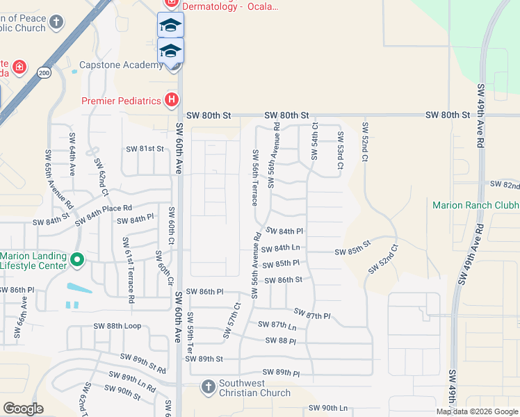 map of restaurants, bars, coffee shops, grocery stores, and more near 8347 Southwest 56th Terrace in Ocala