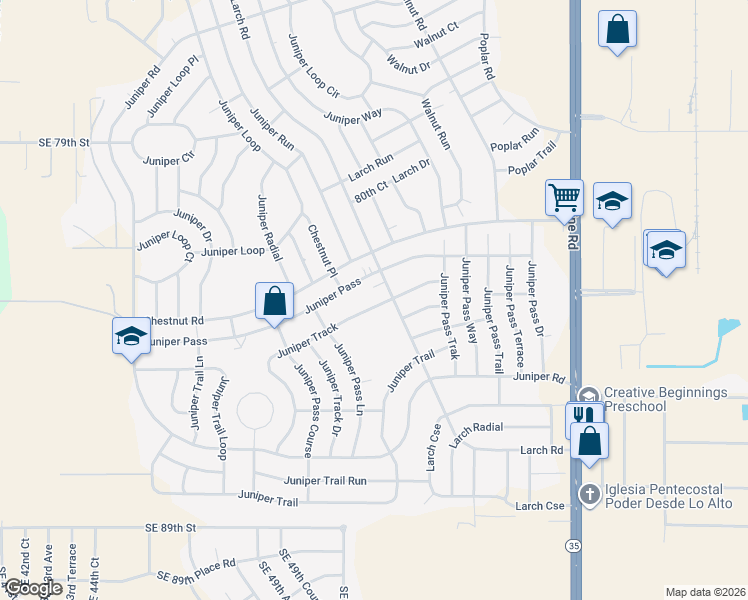 map of restaurants, bars, coffee shops, grocery stores, and more near 23 Juniper Track in Ocala