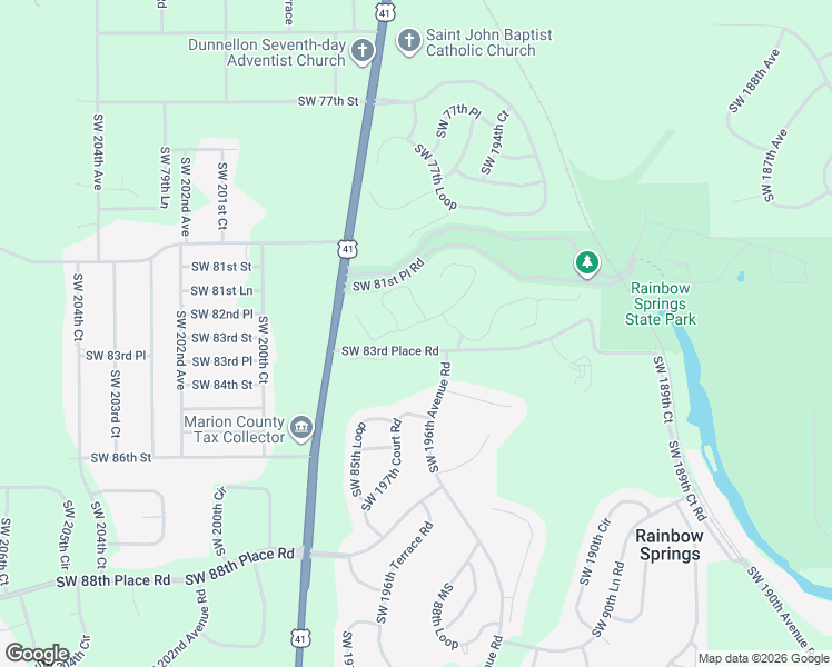 map of restaurants, bars, coffee shops, grocery stores, and more near 8297 Southwest 196th Court Road in Dunnellon