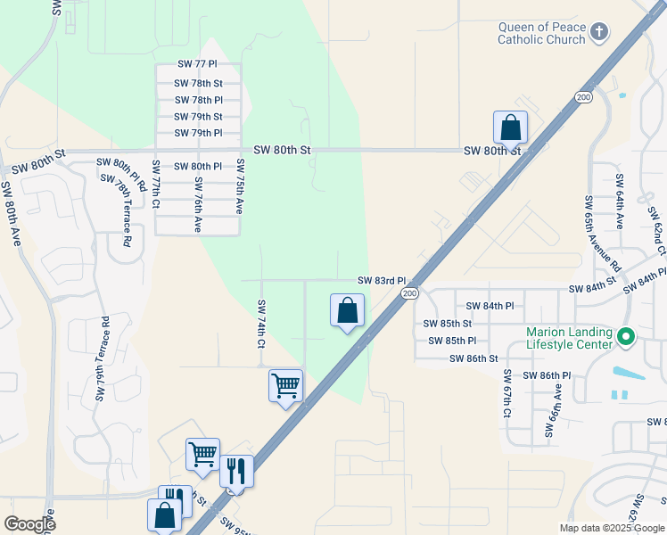 map of restaurants, bars, coffee shops, grocery stores, and more near 7231 Southwest 83rd Place in Ocala