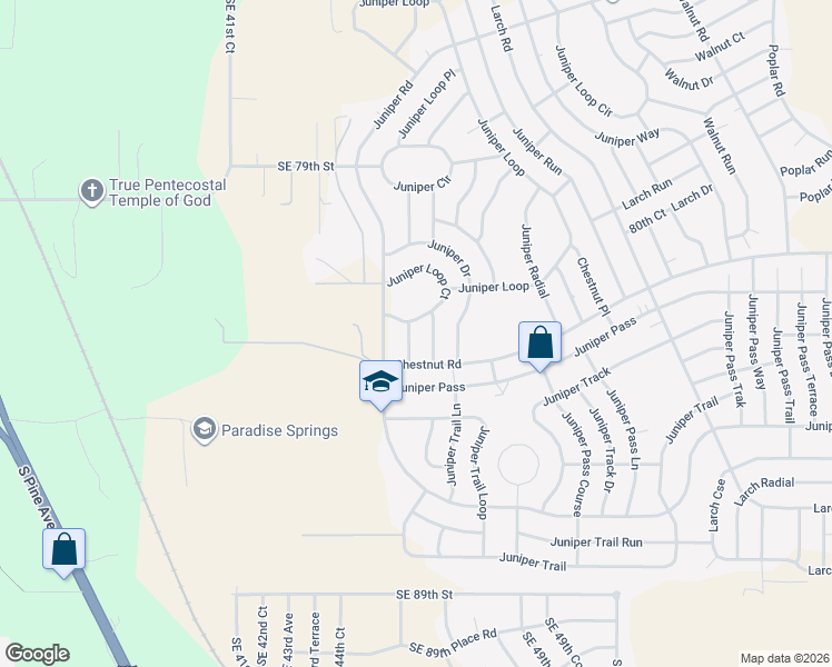 map of restaurants, bars, coffee shops, grocery stores, and more near 3 Chestnut Course in Ocala