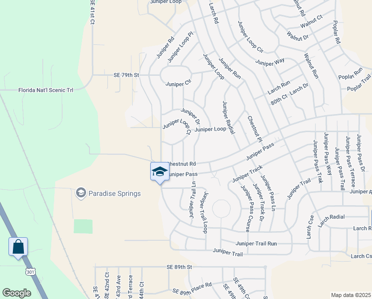 map of restaurants, bars, coffee shops, grocery stores, and more near 7 Chestnut Court in Ocala