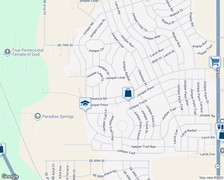 map of restaurants, bars, coffee shops, grocery stores, and more near 241 Chestnut Road in Ocala