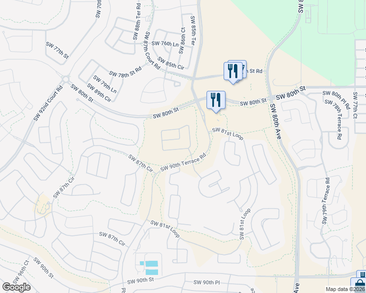 map of restaurants, bars, coffee shops, grocery stores, and more near 8711 Southwest 83rd Loop in Ocala