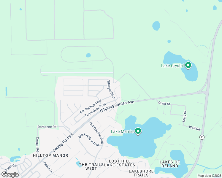 map of restaurants, bars, coffee shops, grocery stores, and more near 3001 Bay Springs Trail in DeLand