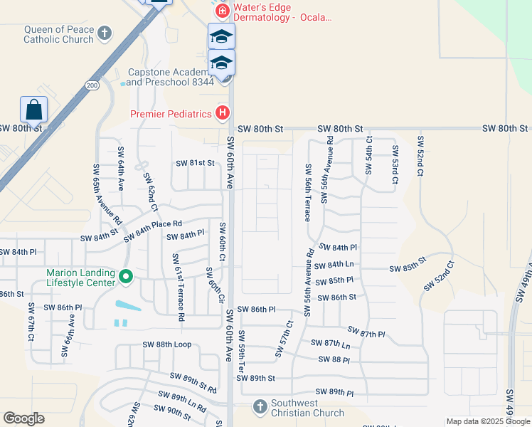 map of restaurants, bars, coffee shops, grocery stores, and more near 5880 Southwest 80th Street in Ocala