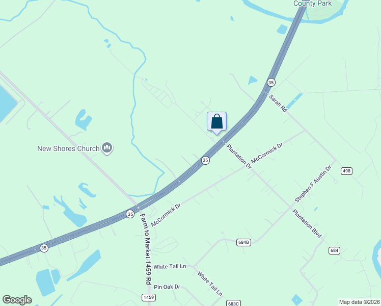 map of restaurants, bars, coffee shops, grocery stores, and more near 19134 Texas 35 in Sweeny